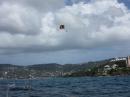 Parasailing over Charlotte Amalie : Three people on that chute, in about 30 knots of wind!